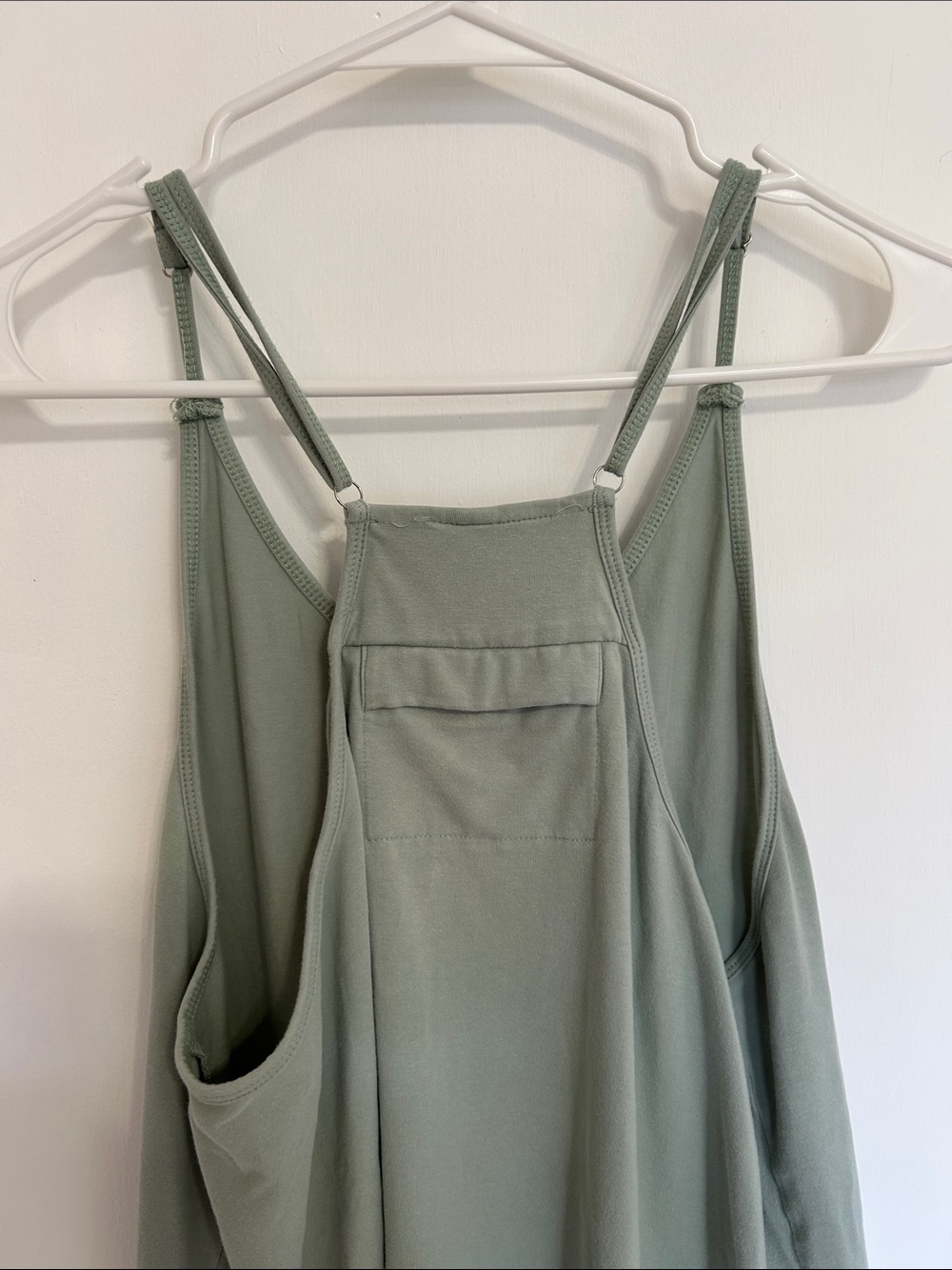 95% Cotton Light Sage Green Sleeveless Jumpsuit - Picture 3 of 4